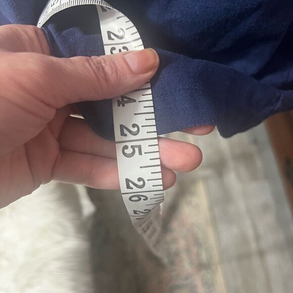 J.Marie small blue and white embroidered short sleeve shirt oversized - Picture 10 of 12